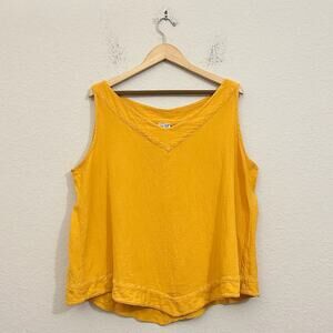 OH MY GAUZE! Tank Top Golden Yellow Sleeveless Asymmetric Cotton